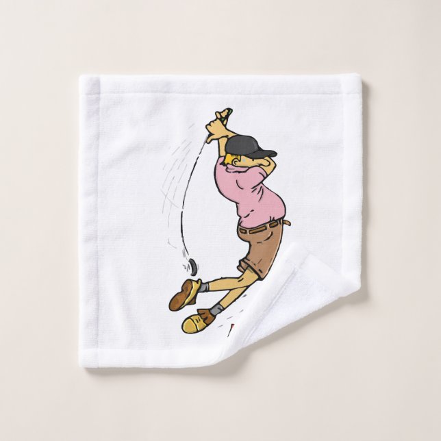 Un golfeur manque la balle (Gant de toilette)