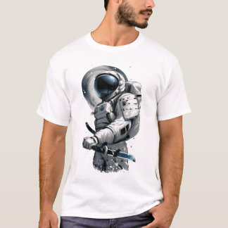 Un guerrier japonais en T-shirt astronaute