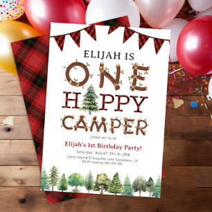 Un Happy Camper 1er Anniversaire Fête Invitation