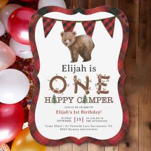 Un Happy Camper 1er Anniversaire Fête Invitation