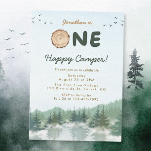 Un Happy Camper 1er Invitation anniversaire