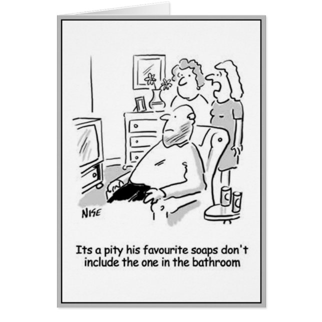 Un homme regarde des savons à la télévision. (Devant)