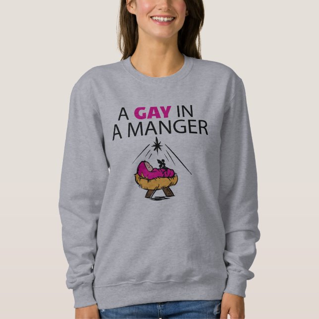 Un homosexuel dans un sweatshirt de Noël de Manger (Devant)