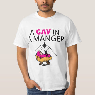 Un homosexuel dans un T-shirt de valeur de Manger
