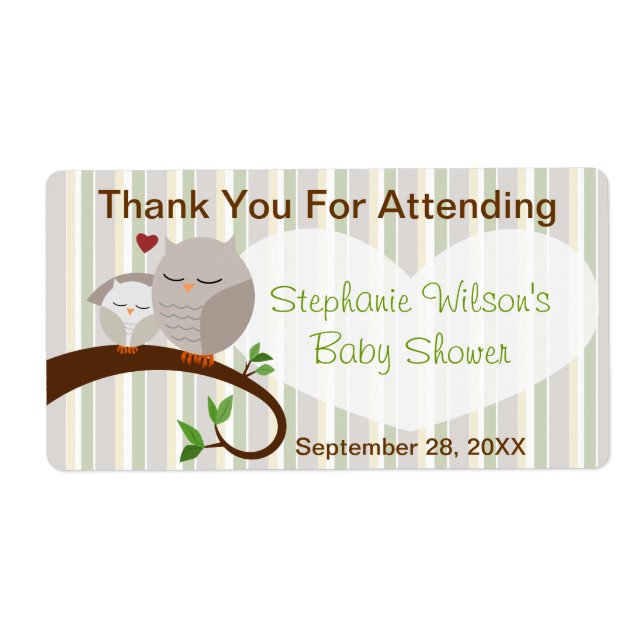 Un Hoot D'Un Baby shower Étiquette De Faveur Neutr (Devant)