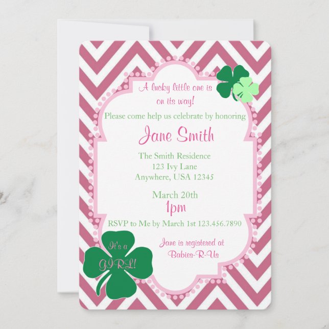 Un Invitation de Baby shower irlandais Lucky Littl (Devant)