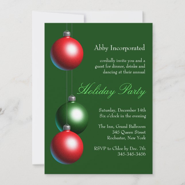 Un Invitation de vacances Ornament Vert (Devant)