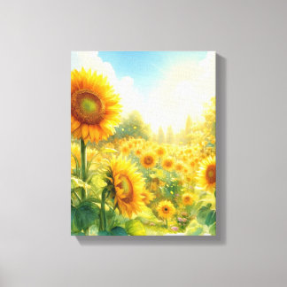 Un jardin de fleurs de tournesol - toile enveloppé