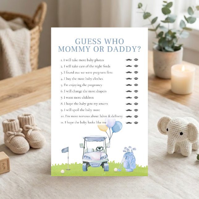 Un jeu de devinette de douche de golf Little Putte (Golf Baby Shower Guess Who Mommy or Daddy Game)