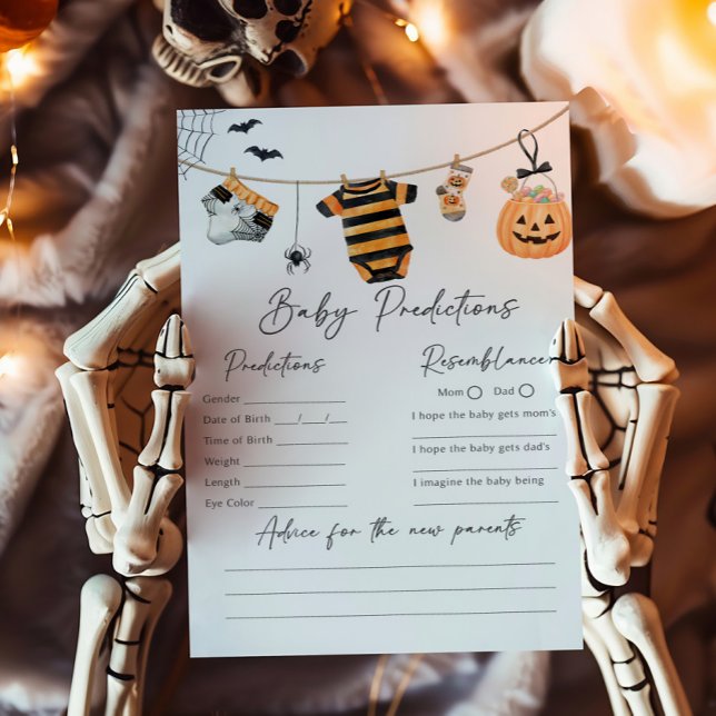 Un jeu de prédictions pour bébé sur une corde à li (Little Boo Ghost Baby Shower Baby Predictions Game)