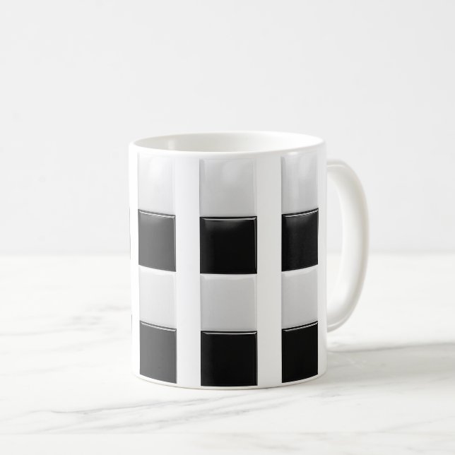 Un joli mug stylisé en noir et blanc. (Devant droit)