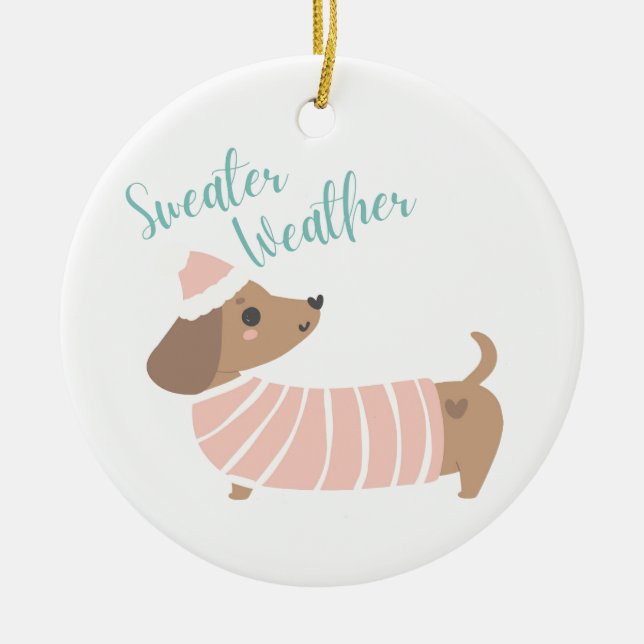 Un joli ornement avec Wiener Dog dans un Sweater (Devant)