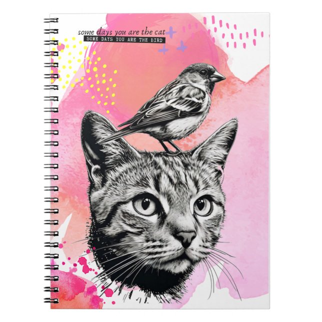 Un jour...- Chat + Oiseau | Journal carnet (Devant)