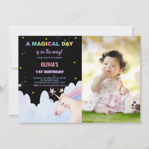 Un jour magique Unicorn Anniversaire Invitations p
