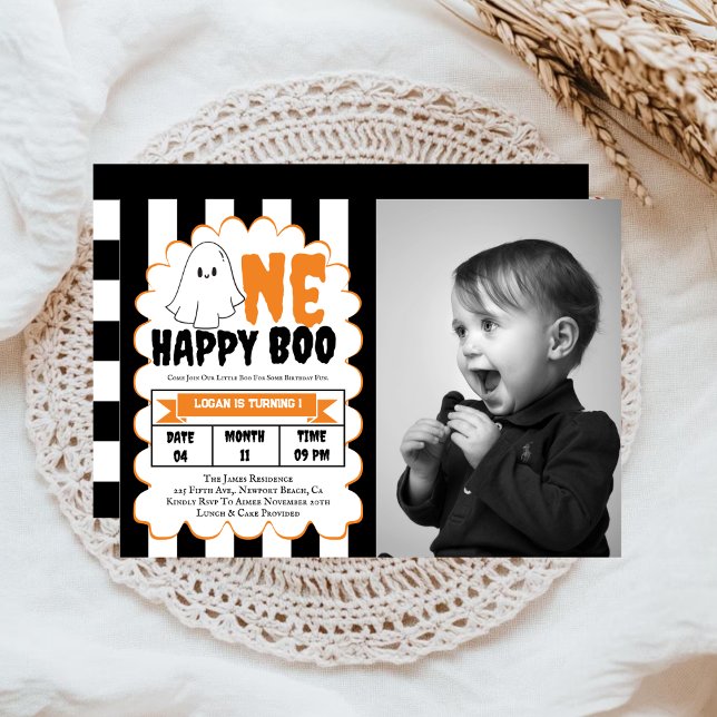 Un joyeux Boo Boy 1er Anniversaire Fête Invitation (Créateur téléchargé)