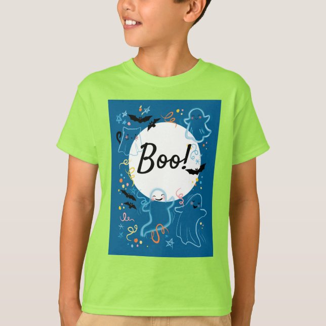 Un joyeux boo Halloween fantôme enfants t-shirt (Devant)