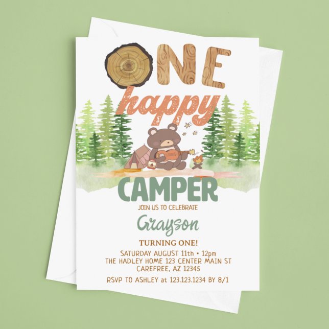 Un Joyeux Camper Invitation Anniversaire (Créateur téléchargé)