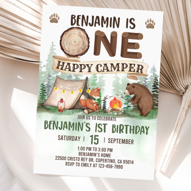Un Joyeux Camper Invitation Camping Anniversaire I (Créateur téléchargé)