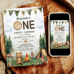 Un Joyeux Camper Invitation d'anniversaire