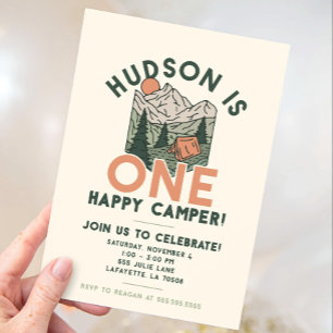 Un Joyeux Camper Invitations de fête d'anniversair