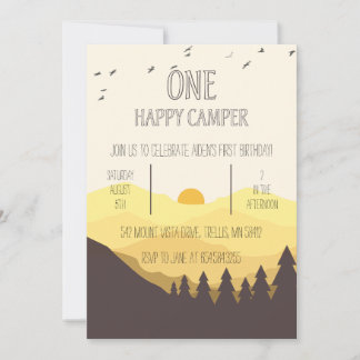 UN Joyeux Camper Première Invitation d'anniversair