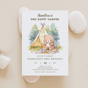 Un joyeux Ours Camper Invitation Anniversaire 2