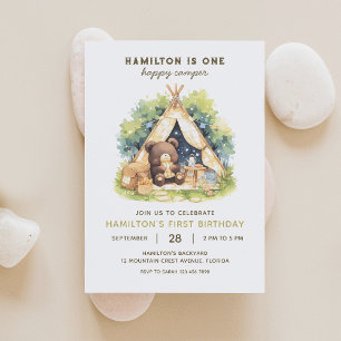 Un joyeux ours de camping Invitation d'anniversair