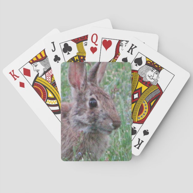 Un lapin dans des cartes de jeu de fleurs sauvages (dos)