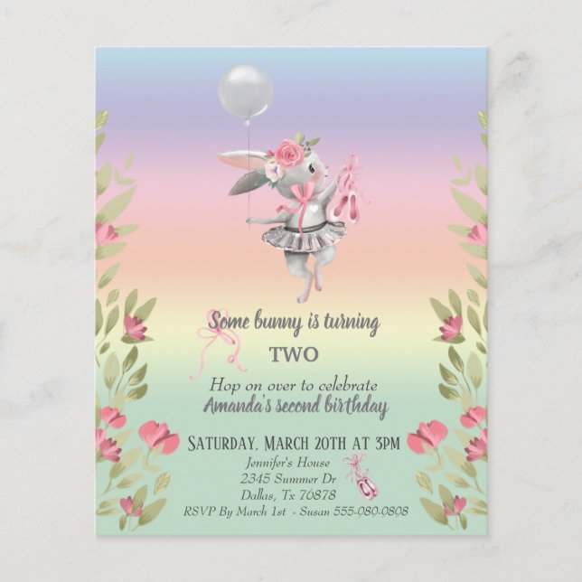 Un lapin de lapin de Pâques Ballerina Anniversaire (Devant)