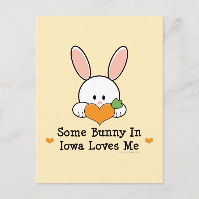 Un Lapin En Iowa M'Aime Carte Postale (Devant)