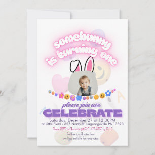 Un lapin en tourne un ! Invitations du premier ann