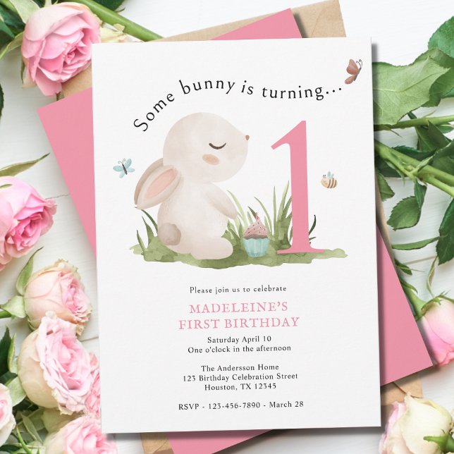 Un lapin est une invitation pour un 1er anniversai (Créateur téléchargé)