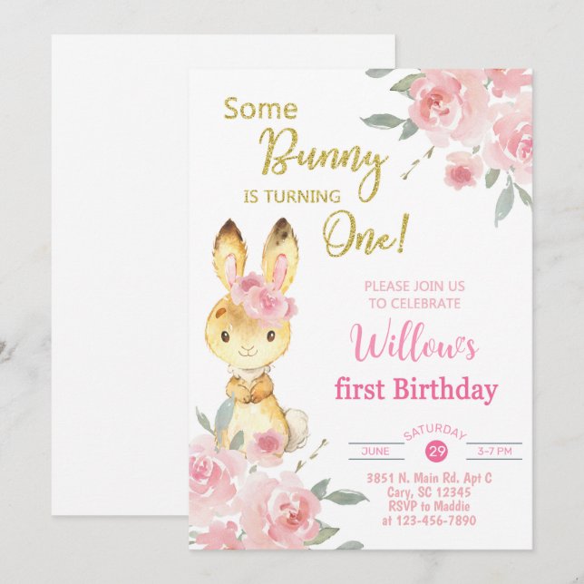 Un lapin fait une invitation pour un anniversaire  (Devant / Derrière)