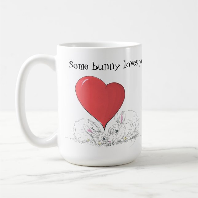 Un lapin t'aime Big Red Heart tasse à café (Gauche)