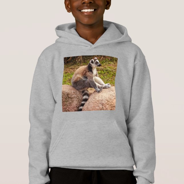 un lémurien de Madagascar sur une capuche de pull- (Devant)