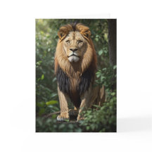 Un lion imposant dans la jungle | Carte