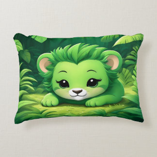 Un Lion Vert dans la jungle Coussin