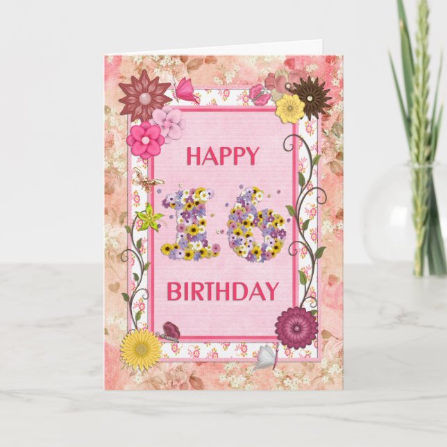 Un look artisanal 16ème anniversaire de carte (Devant)