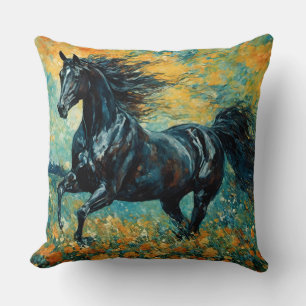 Un magnifique étalon noir Coussin de jet