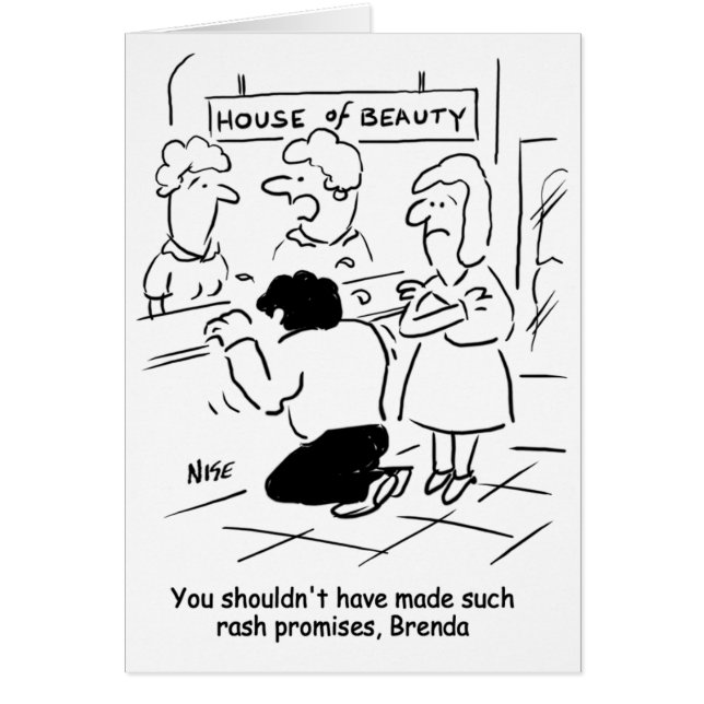 Un mari déçu au salon de beauté. Drôle (Devant)