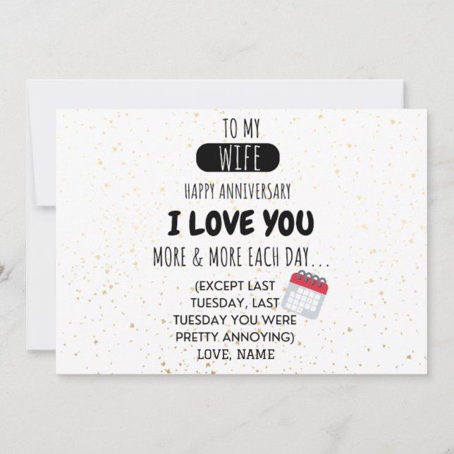 Un mari drôle à l'Humour de femme Message sur l'an (Devant)