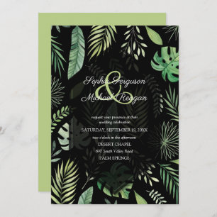 Un mariage botanique noir tropical vert invite