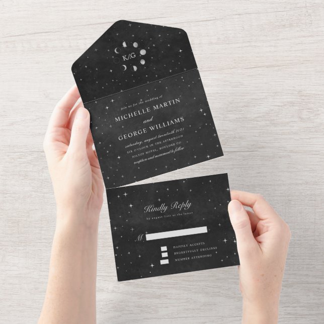 Un mariage d'argent céleste tout en une invitation (Déchirure)