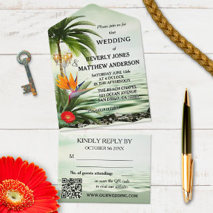Un Mariage De Plage Tropical Tout En Une Invitation
