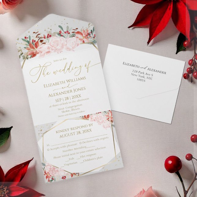 Un Mariage d'hiver tout en une invitation dorée (Créateur téléchargé)