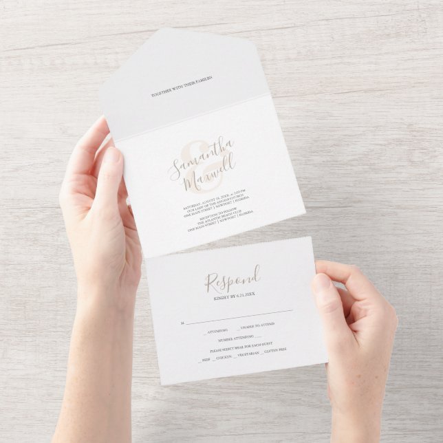 Un Mariage moderne simple tout en une invitation (Déchirure)