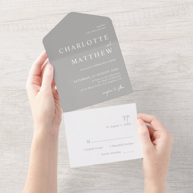 Un Mariage Script Argent Tout en une invitation (Déchirure)