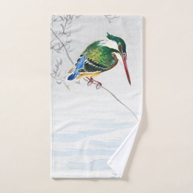 Un martin pêcheur - Ohara Koson - Oiseau Vintage  (Serviette à main)