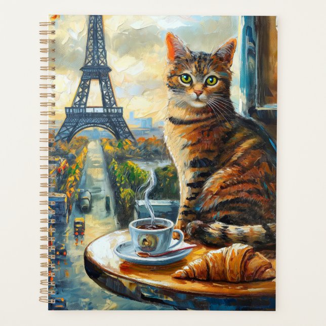 Un matin à Paris | Chat tigré dans un café (Devant)