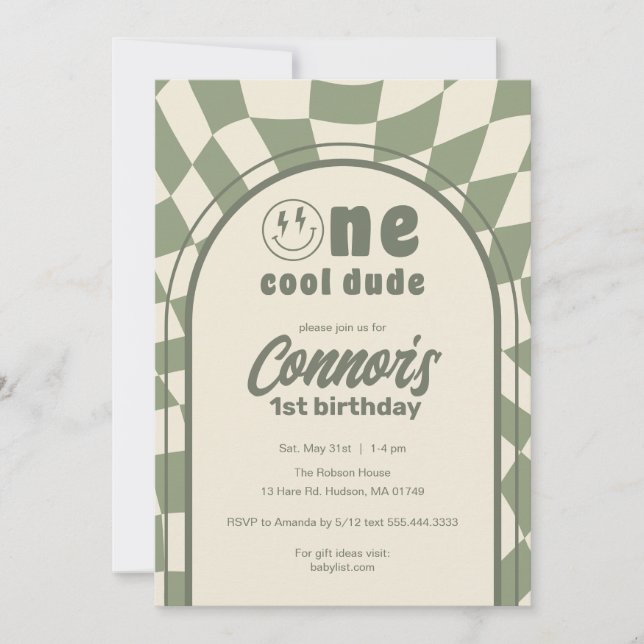 Un mec cool : Invitation pour le premier anniversa (Devant)